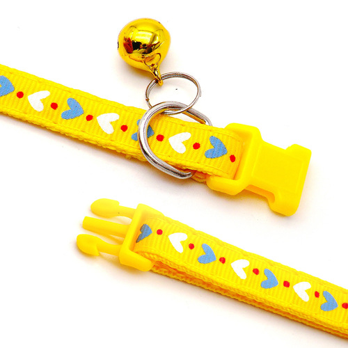 Pet collar, dog leash, dog collar traction, colorful square buckle, love print, cartoon style, with bell