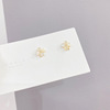 Silver needle, fashionable earrings, set, silver 925 sample, Korean style