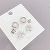 Silver needle, fashionable earrings, set, silver 925 sample, Korean style