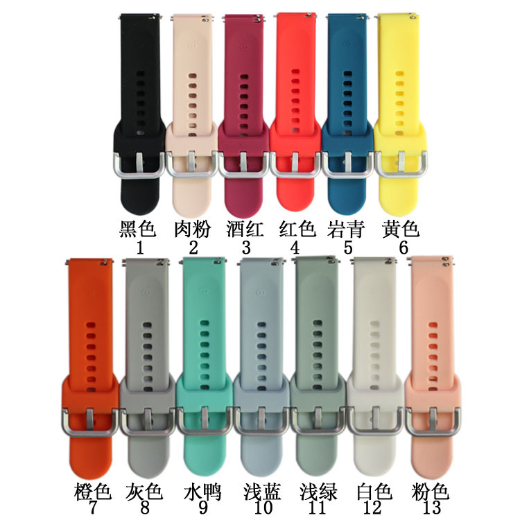 Para Samsung Galaxy reloj Active2 correa de silicona de color sólido 20/22mm correa universal en stock