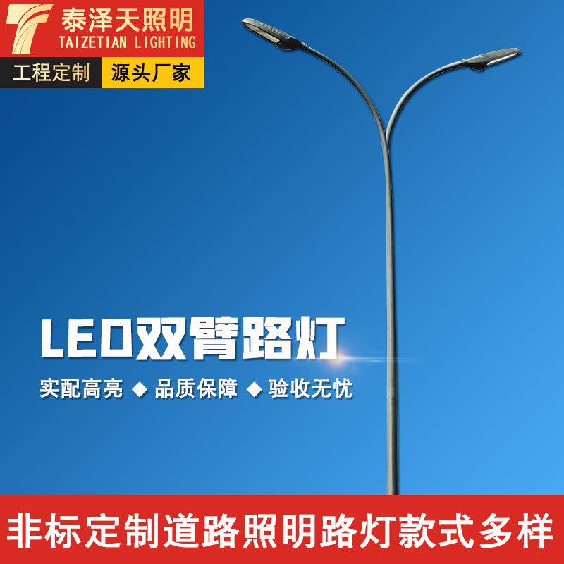 批发农村照明LED路灯6米7米8米市电路灯12米传统普通单杆双臂路灯