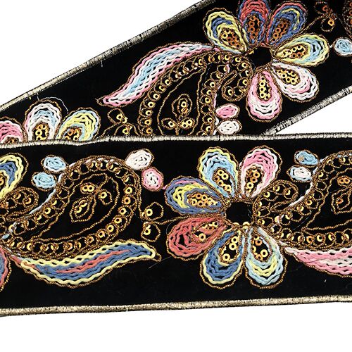 New foreign trade lace with rose embroidery edge, special thread embroidered lace, cashew flower embroidery, shoe material accessories