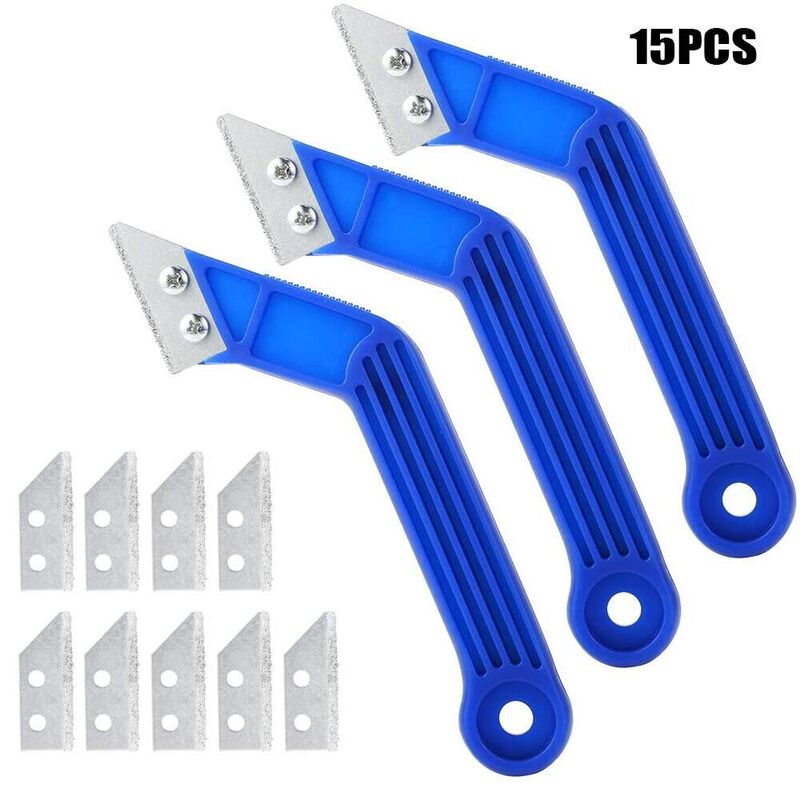 15PCS blue bevel rake scraper cleaning tool combination floor wall tile joint grouting saw