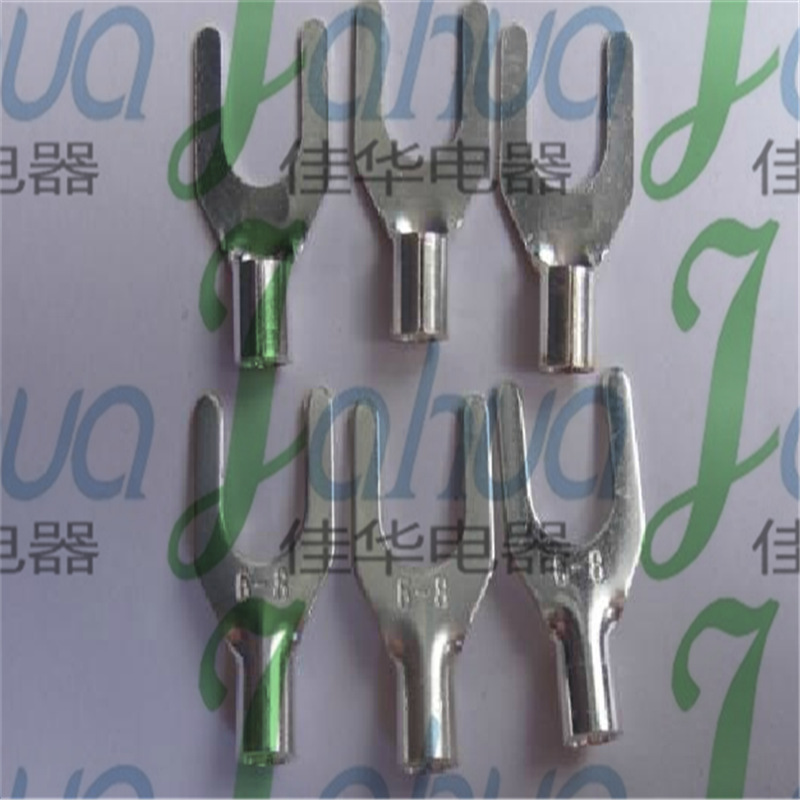 UT6-8 冷压裸端头 叉形接线端子 铜鼻子 黄铜