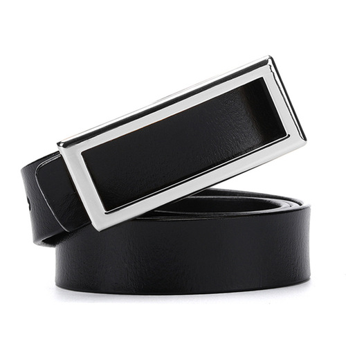 Simple decorative versatile belt Korean style smooth buckle belt women's leather women's white collar trouser belt one piece drop shipping