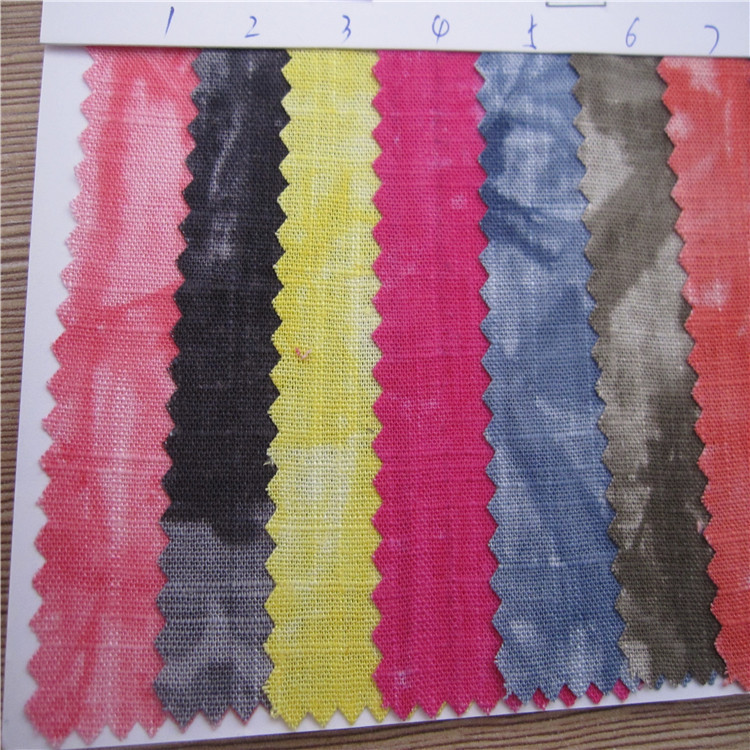 新款优质亚麻人棉印花 麻棉印花布  服装面料厂家直销