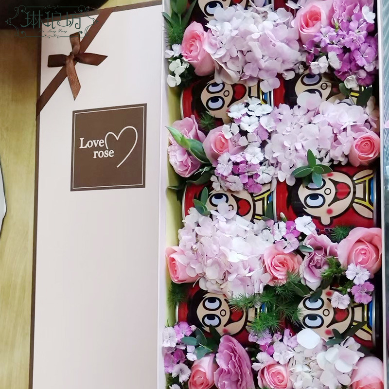 Amado corazón conjunto dos caja rectangular flores regalo red wangzi leche ramo caja rectangular engrosada