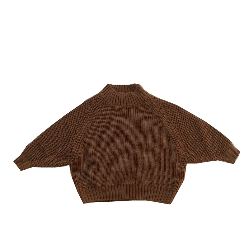 Children's Knitted Thick Sweater, Unisex High-Collar Pullover, Sizes 80–130 cm