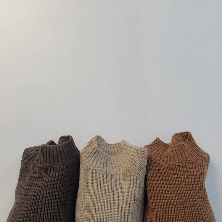 Children's Knitted Thick Sweater, Unisex High-Collar Pullover, Sizes 80–130 cm