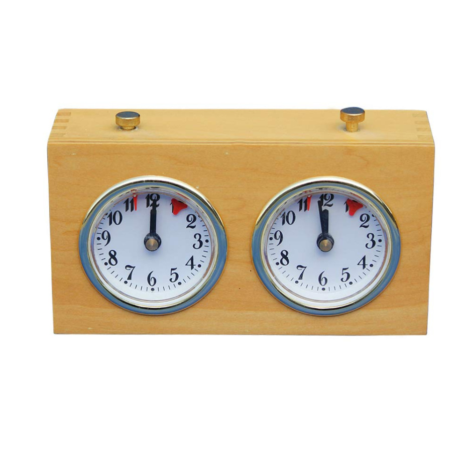 Ajedrez ir juego temporizador de madera portátil reloj mecánico juego para el árbitro sincronización