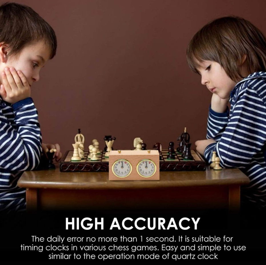 Ajedrez ir juego temporizador de madera portátil reloj mecánico juego para el árbitro sincronización