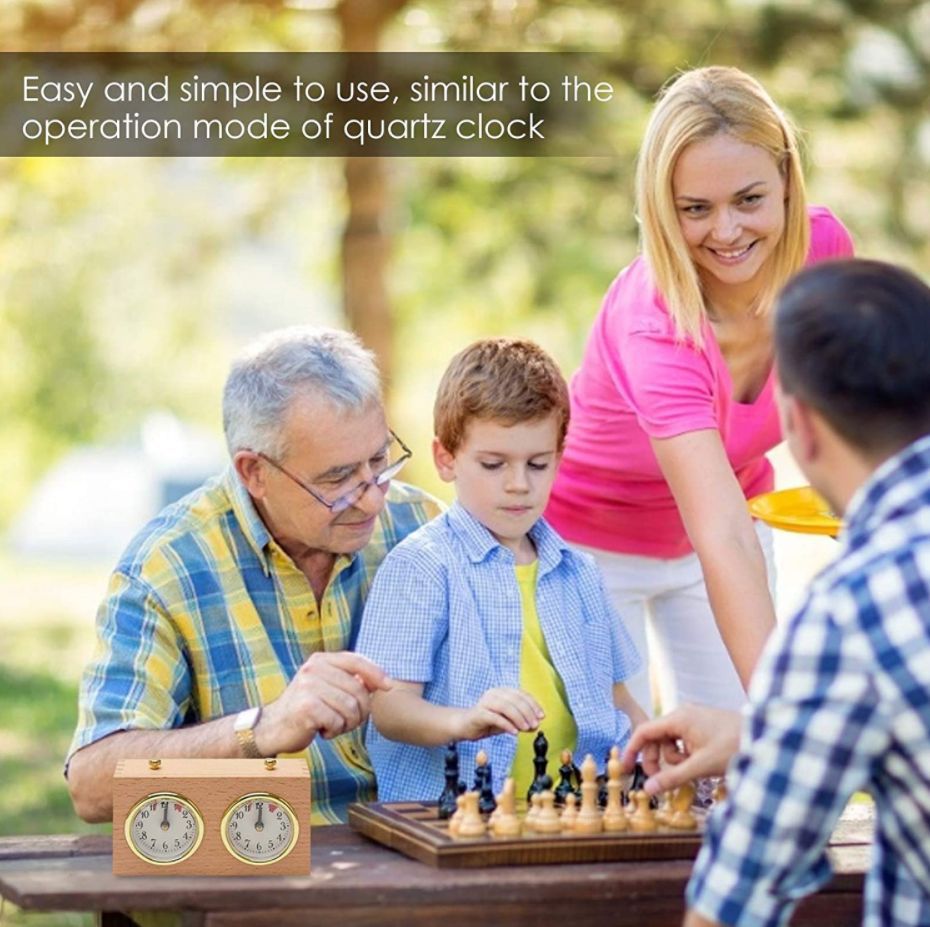 Ajedrez ir juego temporizador de madera portátil reloj mecánico juego para el árbitro sincronización