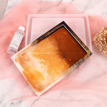 水晶滴胶吊篮式花盆底托硅胶胶模具DIY制作镜面长方形托盘模具