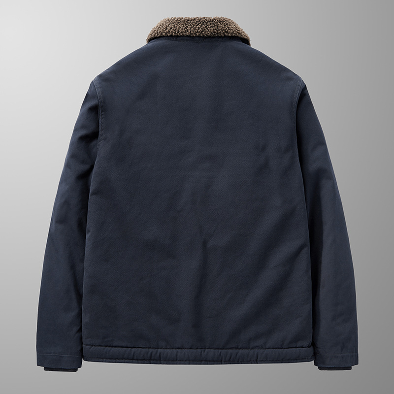 Lamb short men's winter thick fur collar, plush pilot jacket, lamb wool cotton jacket_voghion.com