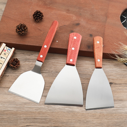 Stainless steel pan scraper, steak turner, iron griddle spatula, pizza cutter, Chinese-style pan cake turner