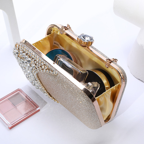 Internet celebrity diamond-encrusted evening bag, women's clutch dress bag, sparkling lady's banquet cheongsam handbag, cosmetic bag