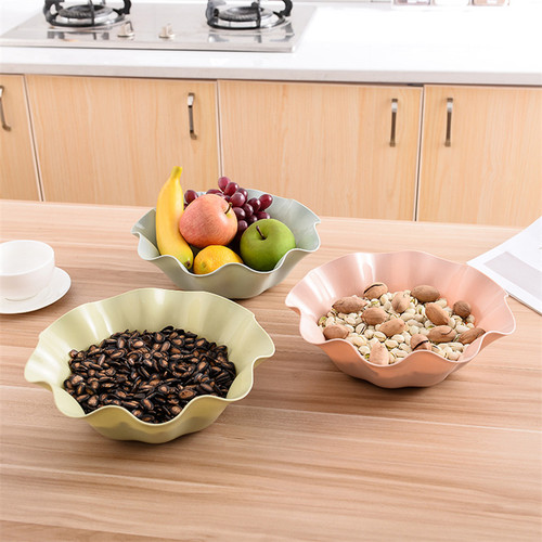 果盘创意现代客厅欧式家用办公室桌面零食盘糖果盘荷叶边水果盘