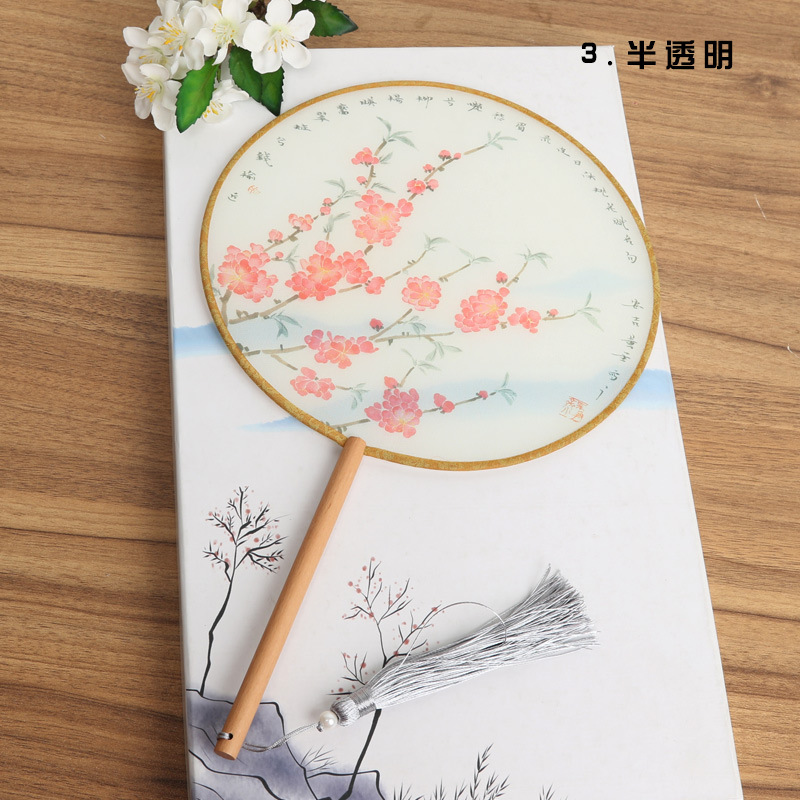 Ventilador de estilo antiguo de fábrica ventilador redondo estilo chino danza clásica traje corte mujer Hanfu borla pequeño ventilador redondo al por mayor