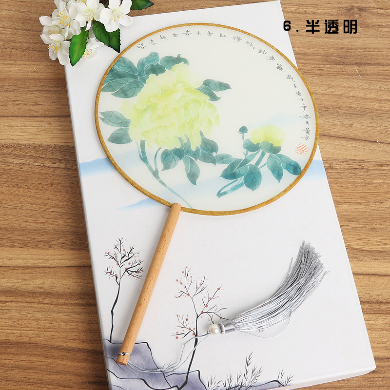 Ventilador de estilo antiguo de fábrica ventilador redondo estilo chino danza clásica traje corte mujer Hanfu borla pequeño ventilador redondo al por mayor