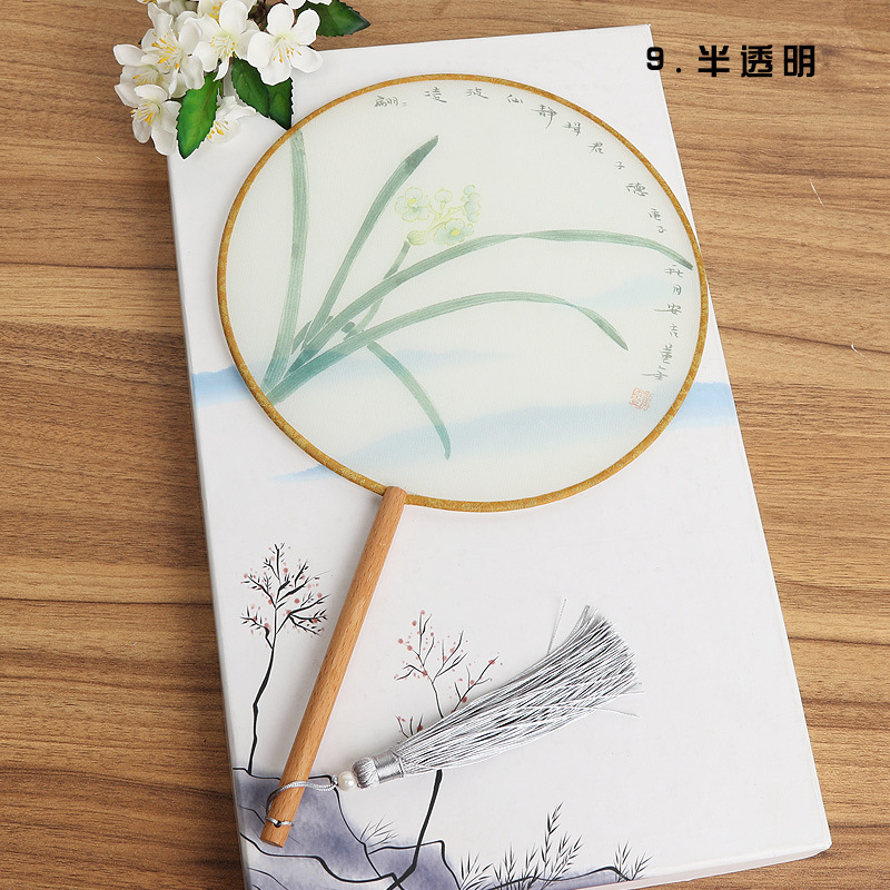 Ventilador de estilo antiguo de fábrica ventilador redondo estilo chino danza clásica traje corte mujer Hanfu borla pequeño ventilador redondo al por mayor