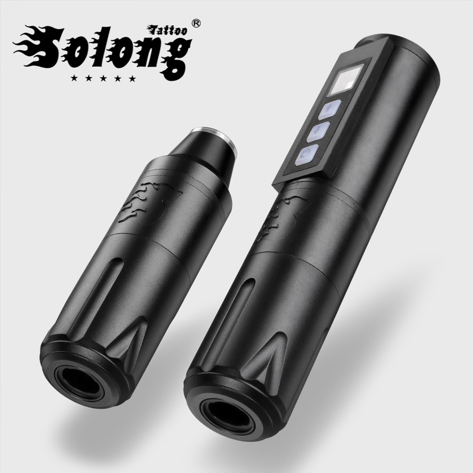 Bordado dragón carga inalámbrica tatuaje pluma nueva batería motor tatuaje máquina fuente de alimentación inalámbrica tatuaje pluma tatuaje equipo