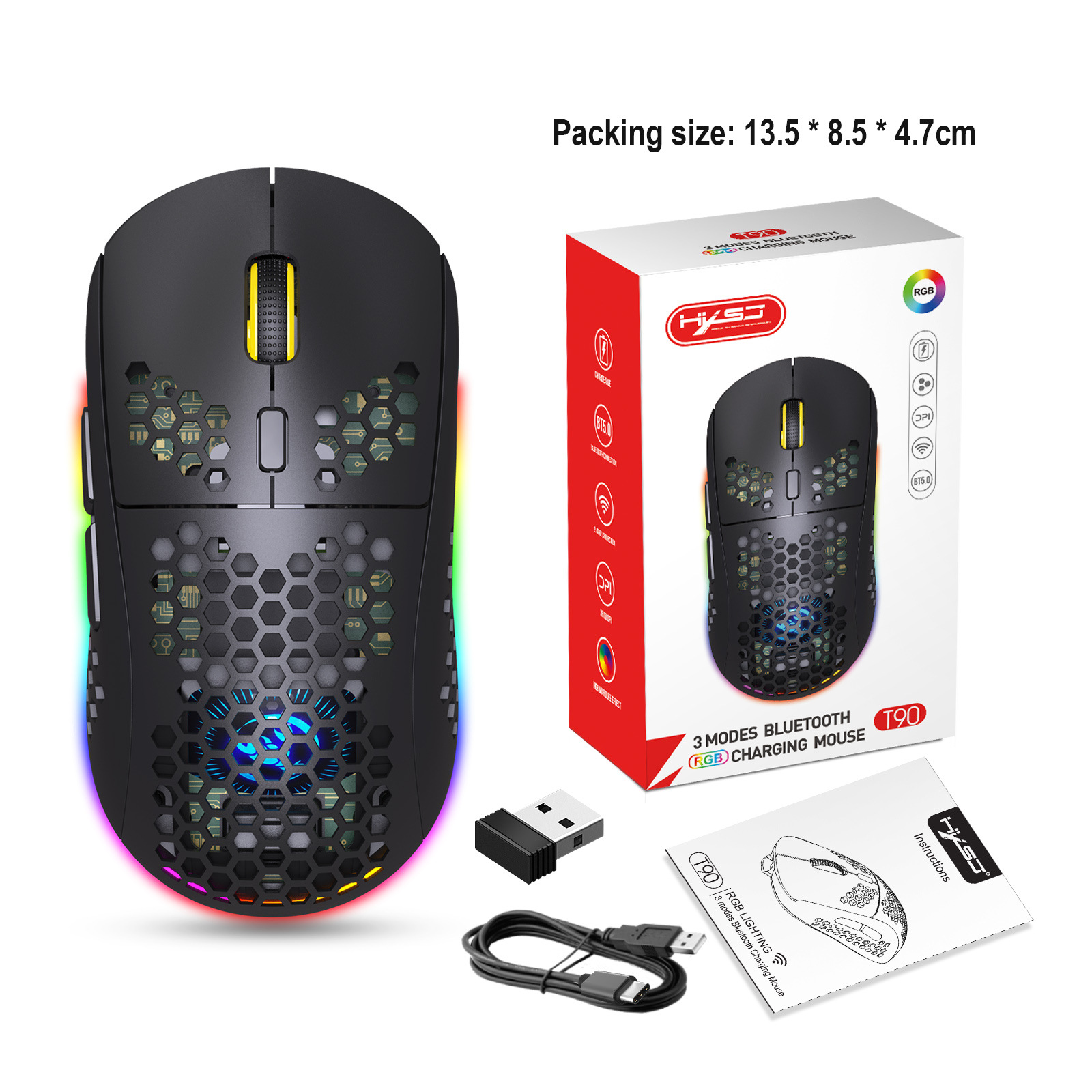 New 2.4G RGB Glow Wireless Gaming TYPE-C Charging Mouse 750mAh_voghion.com