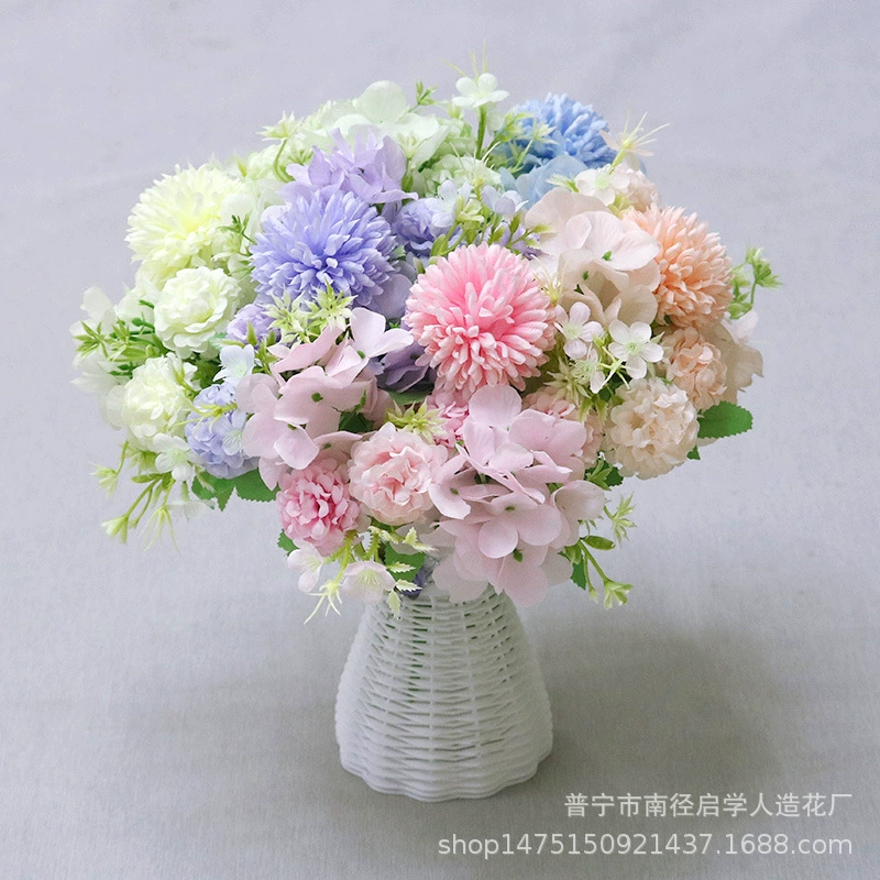 В скандинавском стиле с 5 головками, красочная Гортензия в европейском стиле, искусственный цветок, свадебная АРКА, дорожная направляющая, ручное цветочное украшение для дома