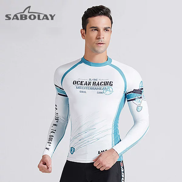 Sharkbaolai Cross-Border Adult Swimsuit Men's Long-Sleeved Split Sun Protection Surfing Suit Swimming Wetsuit Top Upf Quick-Drying