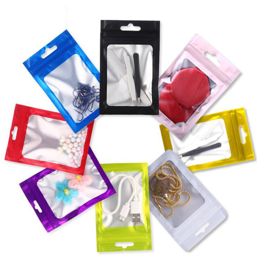 Colored matte aluminum window bone bag, jewelry gift ziplock bag, digital electronic product packaging bag wholesale