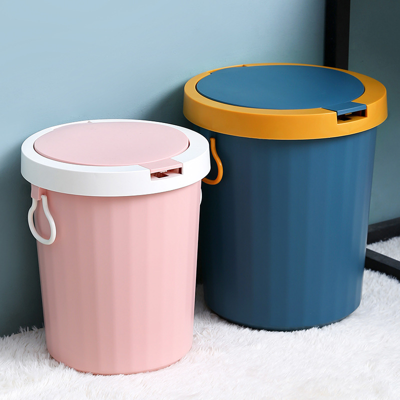 Zhongya garbage storage bucket with lid living room plastic garbage basket household kitchen bathroom office paper basket with lid Zhongya garbage storage bucket with lid living room plastic garbage basket household kitchen bathroom office paper basket with lid