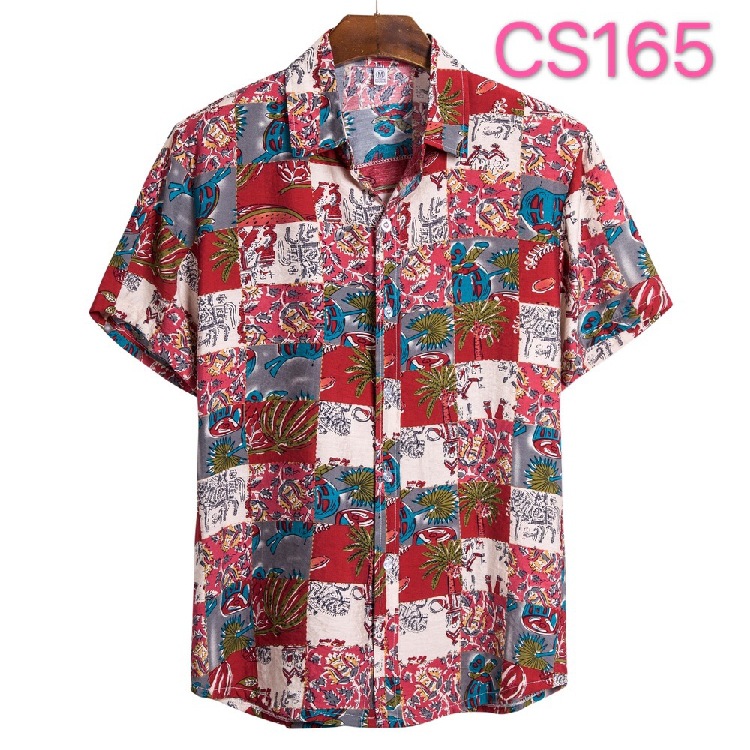 2021 verano nuevo comercio exterior más tamaño hombres camisa de manga corta impresa camisa delgada de los hombres ocasionales al por mayor