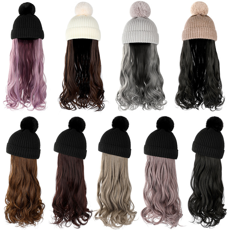 Hat Wig Long Curly Hair Autumn and Winter New Detachable Fashion Wool Hat Natural Realistic Internet Popular Wig Hat Hat Wig Long Curly Hair Autumn and Winter New Detachable Fashion Wool Hat Natural Realistic Internet Popular Wig Hat