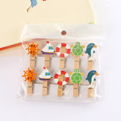 Small wholesale/Creative cartoon clips/book clips message clips photo clips small wooden clips 10-pack Dolphin
