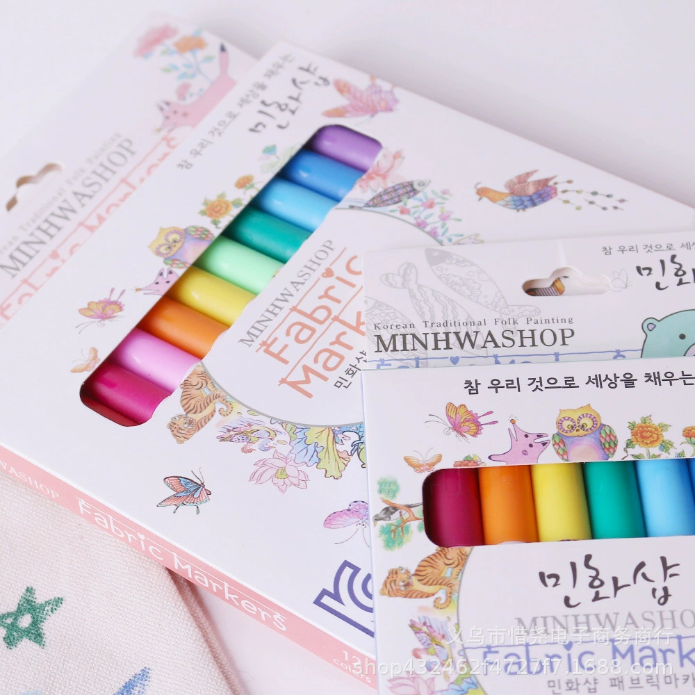 Корейская футболка, маркер для рисования 8 видов цветов водостойкая не выцветающая ручка для рисования на ткани, текстильная ткань, ручка для акварельной живописи, трансграничная