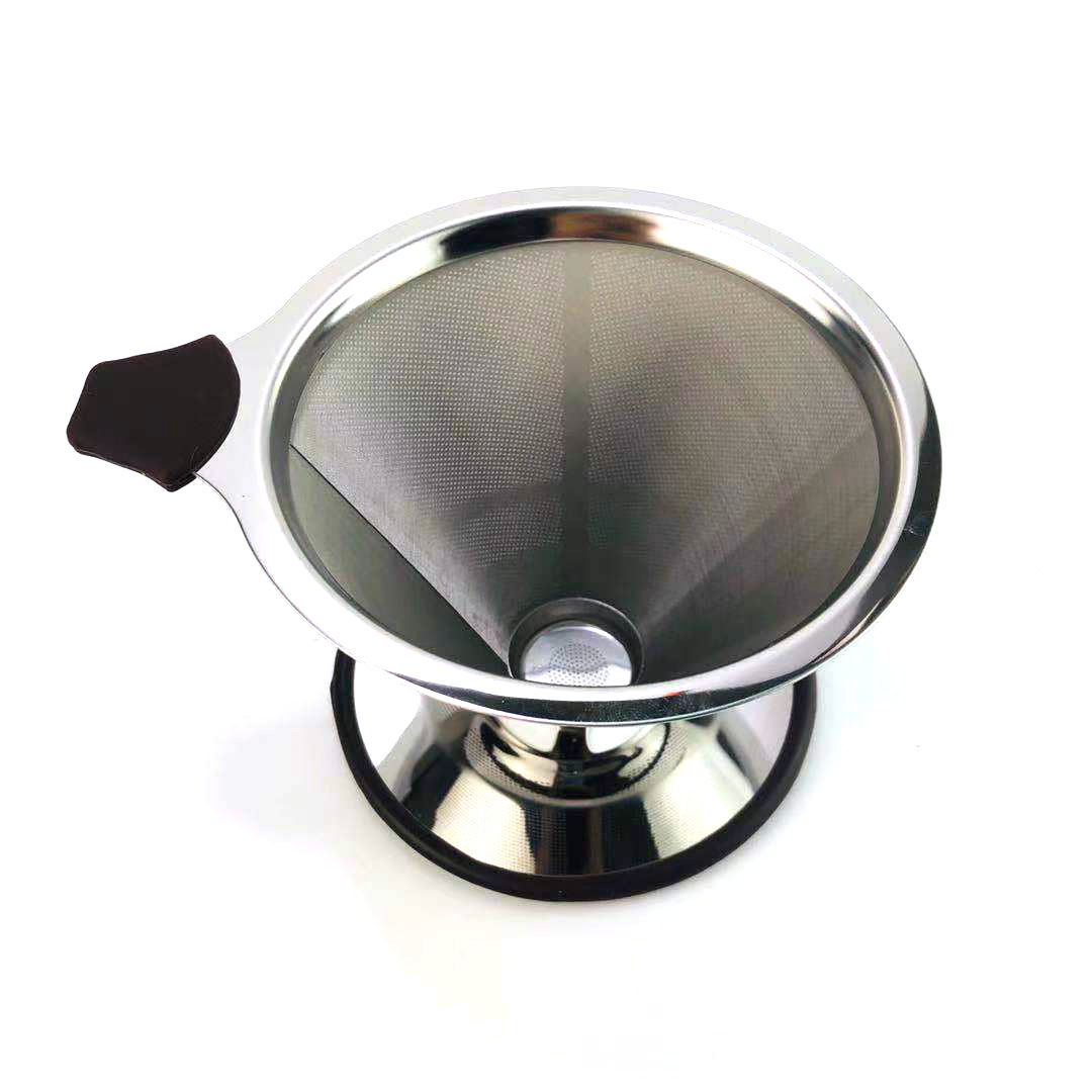 Filtro de café de acero inoxidable V60 con base, sin necesidad de papel de filtro, filtro de café