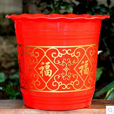 Очень большой толстый пластиковый цветочный горшок имитация керамического пластикового цветочного горшка Белый красный FU персонаж цветочный горшок дерево удачи бонсай