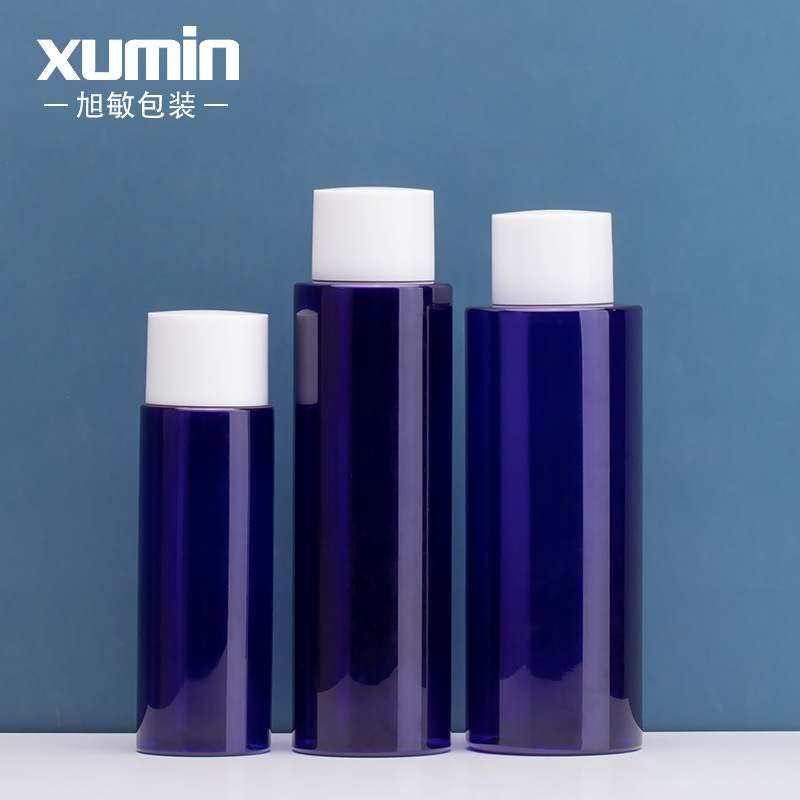 100.200.250ML兰色平肩PET爽肤水瓶 白色高品质盖 化妆瓶现货