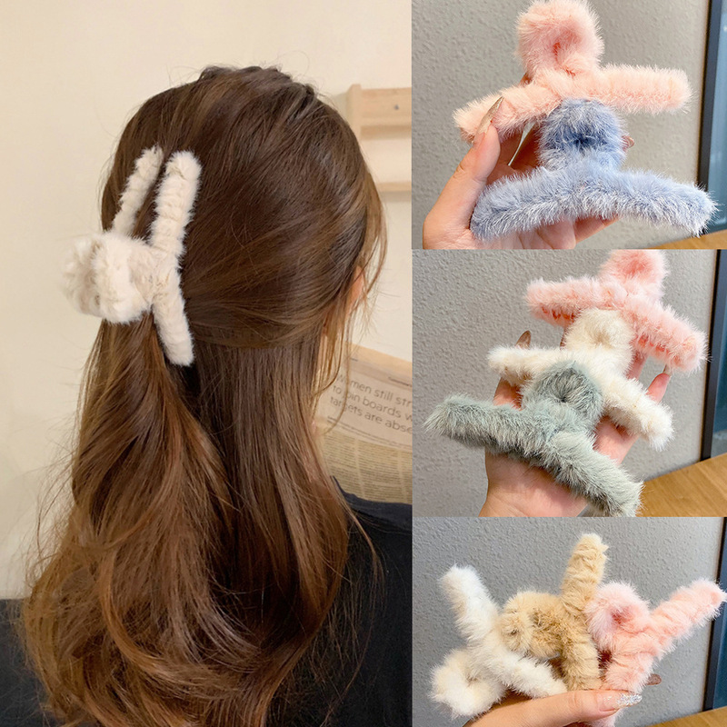 Autumn and Winter Korean Style Plush Hairpin Female Elegant Korean ins Hairpin Back Head Shark Clip Hair Grab Clip Headwear Female Autumn and Winter Korean Style Plush Hairpin Female Elegant Korean ins Hairpin Back Head Shark Clip Hair Grab Clip Headwear Female