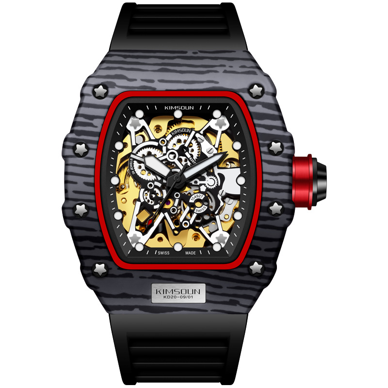 Live Streaming Hot-Selling Barrel-Shaped Sports Watch For Men, Miller Skeleton Automatic Mechanical Watch, Wholesale_voghion.com