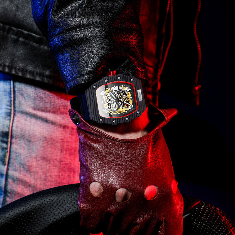 Miller Skeleton Automatic Mechanical Watch For Men Barrel Shape_voghion.com