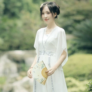 春夏雪纺飘逸白色中国风齐胸棉帅气夏季汉服通用情侣装