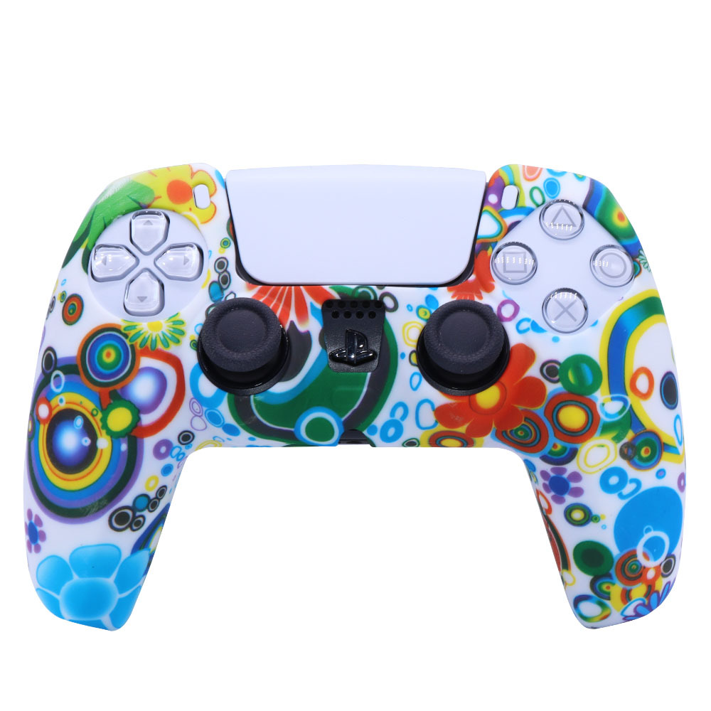 PS5 funda de silicona GamePad funda de silicona camuflaje marca de agua funda protectora aceite spray sensación acuarela caso PS5 Accesorios