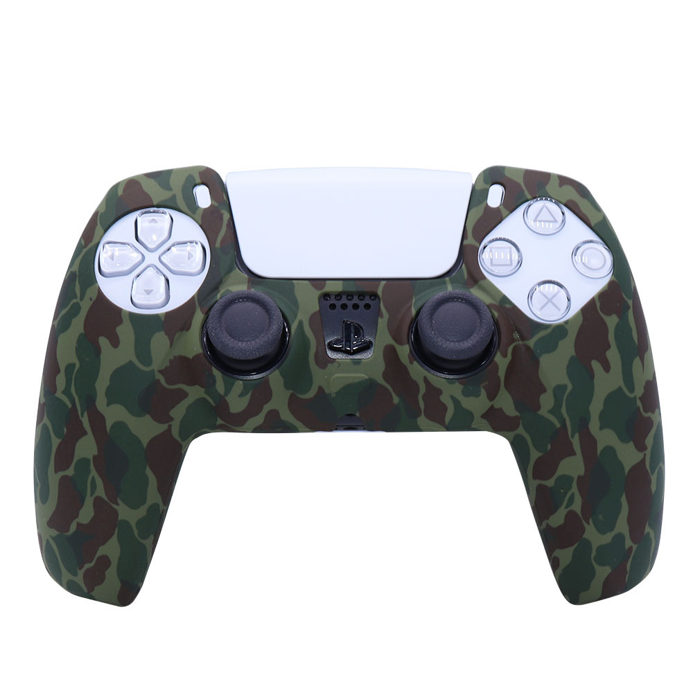 PS5 funda de silicona GamePad funda de silicona camuflaje marca de agua funda protectora aceite spray sensación acuarela caso PS5 Accesorios