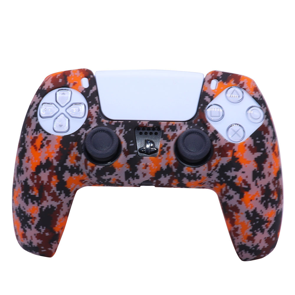 PS5 funda de silicona GamePad funda de silicona camuflaje marca de agua funda protectora aceite spray sensación acuarela caso PS5 Accesorios