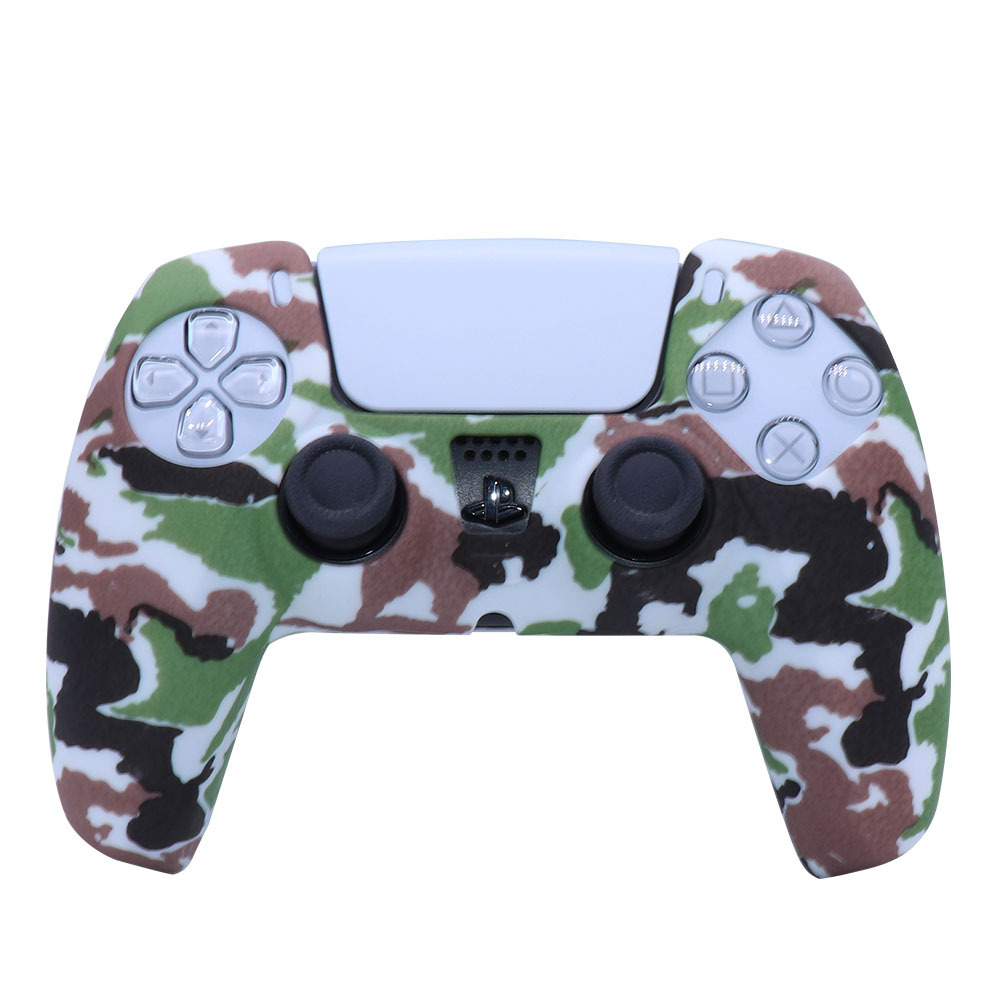 PS5 funda de silicona GamePad funda de silicona camuflaje marca de agua funda protectora aceite spray sensación acuarela caso PS5 Accesorios