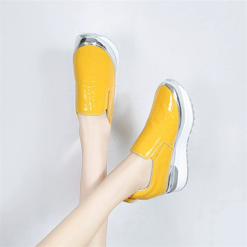 Внешняя торговля Лоферы без шнуровки больших размеров для женщин Весна и осень Новые повседневные лоферы на танкетке на платформе для женщин
