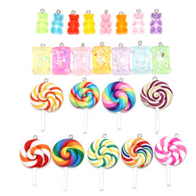 亚马逊软陶棒棒糖挂件配件工艺品项链耳环饰品小熊糖果吊坠首饰