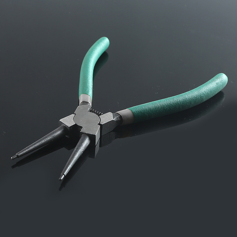 Alicates para circlips de 7 pulgadas 55 # Alicates Mecánicos de Acero al Carbono y Cromo Vanadio, Abrazadera Interna, Abrazadera Externa, Cabeza Recta, Herramienta para Anillos Elásticos