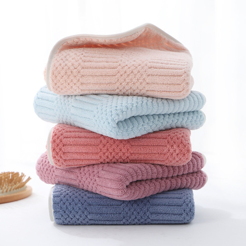 Polyester brocade water-absorbent warp knitted coral velvet plain auspicious pattern large towel soft face towel gift embroidered LOGO wholesale