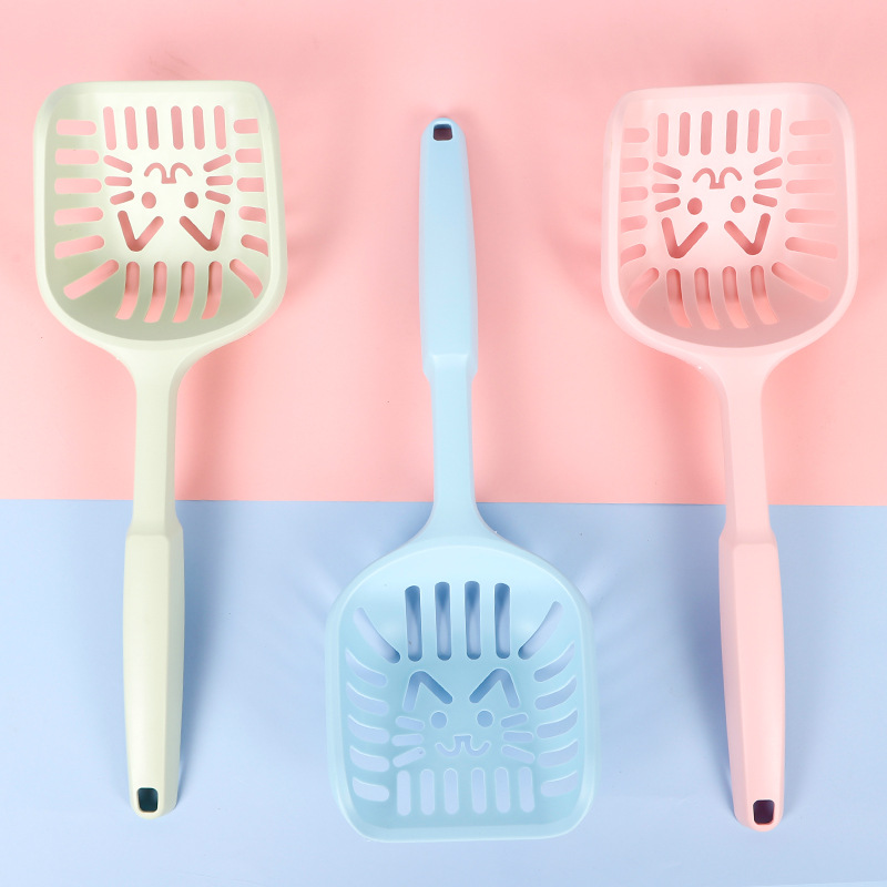 Pala grande para arena de gatos con mango extendido, diseño de cara de gato, herramienta especial de limpieza para caja de arena, pala para arena de mascotas.